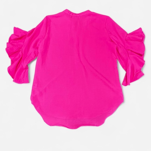 Vince Camuto Hot Pink Ruffle-Sleeve Blouse - Picture 3 of 7
